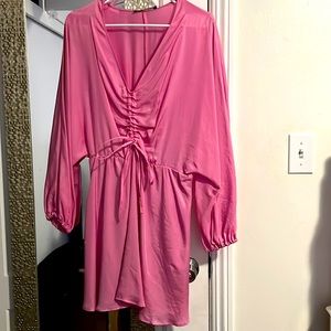 Pink satin Zara dress
